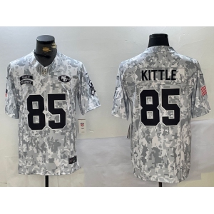 Men's San Francisco 49ers #85 George Kittle 2024 Arctic Camo Salute To Service Limited Stitched Football Jersey
