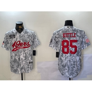Men's San Francisco 49ers #85 George Kittle Arctic Camo 2024 Salute to Service Stitched Baseball Jersey
