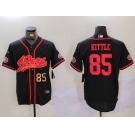 Men's San Francisco 49ers #85 George Kittle Black With Patch Cool Base Stitched Baseball Jersey