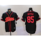 Men's San Francisco 49ers #85 George Kittle Black With Patch Cool Base Stitched Baseball Jerseys