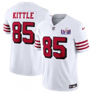 Men's San Francisco 49ers #85 George Kittle New White 2024 F.U.S.E. Super Bowl LVIII Patch Vapor Untouchable Limited Football Stitched Jersey