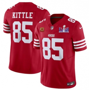 Men's San Francisco 49ers #85 George Kittle Red 2024 F.U.S.E. Super Bowl LVIII Patch And 4-star C Patch Vapor Untouchable Limited Football Stitched Jersey