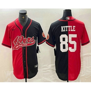 Men's San Francisco 49ers #85 George Kittle Red Black Two Tone Cool Base Stitched Baseball Jersey