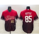 Men's San Francisco 49ers #85 George Kittle Red Black With Patch Cool Base Stitched Baseball Jerseys