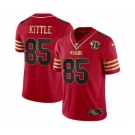 Men's San Francisco 49ers #85 George Kittle Red Gold With 75th Anniversary Patch Football Stitched Jersey