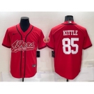 Men's San Francisco 49ers #85 George Kittle Red Stitched Cool Base Nike Baseball Jersey