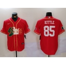 Men's San Francisco 49ers #85 George Kittle Red With Patch Cool Base Stitched Baseball Jerseys