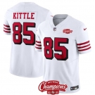 Men's San Francisco 49ers #85 George Kittle White 2023 F.U.S.E. NFC West Champions Patch Alternate Football Stitched Jersey