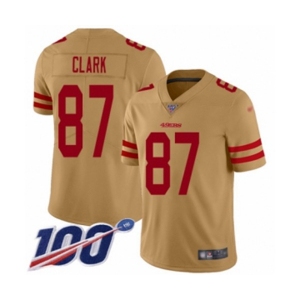 Men's San Francisco 49ers #87 Dwight Clark Limited Gold Inverted Legend 100th Season Football Jersey