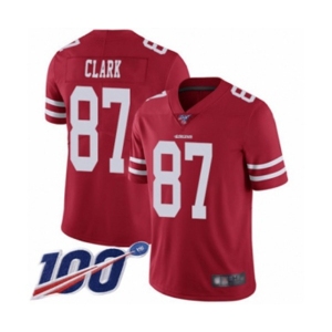 Men's San Francisco 49ers #87 Dwight Clark Red Team Color Vapor Untouchable Limited Player 100th Season Football Jersey