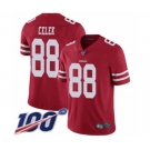 Men's San Francisco 49ers #88 Garrett Celek Red Team Color Vapor Untouchable Limited Player 100th Season Football Jersey