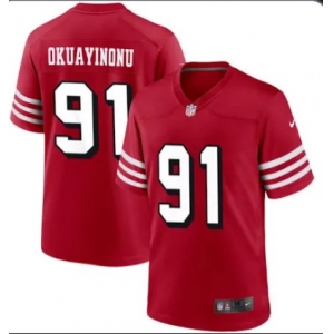 Men's San Francisco 49ers #91 Sam Okuayinonu Red Vapor Untouchable Limited Stitched Football Jerseys