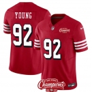 Men's San Francisco 49ers #92 Chase Young Red 2023 F.U.S.E. NFC West Champions Patch Alternate Football Stitched Jersey