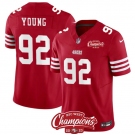 Men's San Francisco 49ers #92 Chase Young Red 2023 F.U.S.E. NFC West Champions Patch Football Stitched Jersey