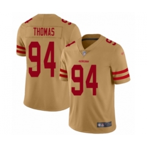 Men's San Francisco 49ers #94 Solomon Thomas Limited Gold Inverted Legend Football Jersey