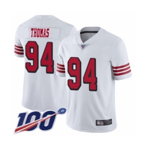 Men's San Francisco 49ers #94 Solomon Thomas Limited White Rush Vapor Untouchable 100th Season Football Jersey