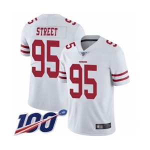 Men's San Francisco 49ers #95 Kentavius Street White Vapor Untouchable Limited Player 100th Season Football Jersey