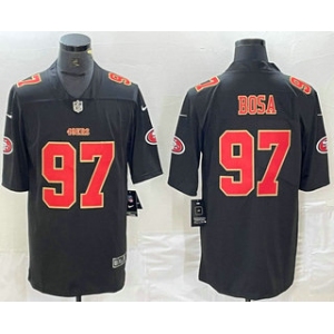 Men's San Francisco 49ers #97 Nick Bosa Black Red Fashion Vapor Limited Stitched Jersey