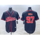 Men's San Francisco 49ers #97 Nick Bosa Black Red With Patch Cool Base Stitched Baseball Jersey