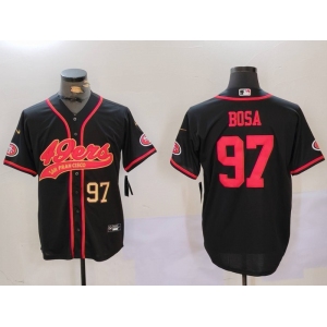 Men's San Francisco 49ers #97 Nick Bosa Black With Patch Cool Base Stitched Baseball Jersey