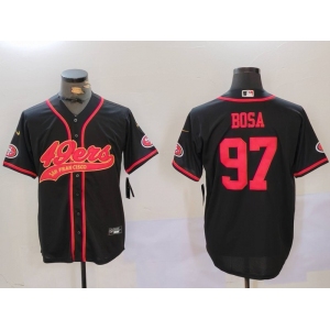 Men's San Francisco 49ers #97 Nick Bosa Black With Patch Cool Base Stitched Baseball Jerseys