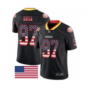 Men's San Francisco 49ers #97 Nick Bosa Limited Black Rush USA Flag Football Jersey