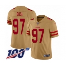 Men's San Francisco 49ers #97 Nick Bosa Limited Gold Inverted Legend 100th Season Football Jersey