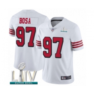 Men's San Francisco 49ers #97 Nick Bosa Limited White Rush Vapor Untouchable Super Bowl LIV Bound Football Jersey