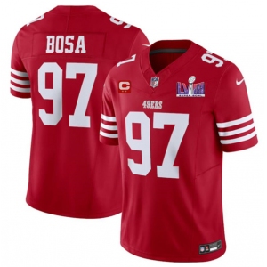 Men's San Francisco 49ers #97 Nick Bosa Red 2024 F.U.S.E. Super Bowl LVIII Patch And 2-star C Patch Vapor Untouchable Limited Football Stitched Jersey