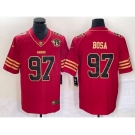 Men's San Francisco 49ers #97 Nick Bosa Red 75th Patch Golden Edition Stitched Nike Limited Jersey