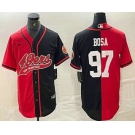 Men's San Francisco 49ers #97 Nick Bosa Red Black Two Tone Cool Base Stitched Baseball Jersey