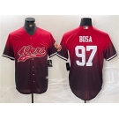 Men's San Francisco 49ers #97 Nick Bosa Red Black With Patch Cool Base Baseball Stitched Jersey