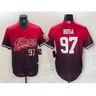 Men's San Francisco 49ers #97 Nick Bosa Red Black With Patch Cool Base Baseball Stitched Jerseys