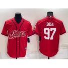 Men's San Francisco 49ers #97 Nick Bosa Red Stitched Cool Base Nike Baseball Jersey