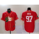 Men's San Francisco 49ers #97 Nick Bosa Red With Patch Cool Base Stitched Baseball Jersey