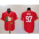 Men's San Francisco 49ers #97 Nick Bosa Red With Patch Cool Base Stitched Baseball Jerseys