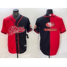 Men's San Francisco 49ers Big Logo Red Black White Blue Two Tone Stitched Baseball Jersey