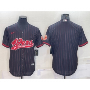 Men's San Francisco 49ers Blank Black Pinstripe With Patch Cool Base Stitched Baseball Jersey