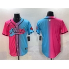 Men's San Francisco 49ers Blank Pink Blue Limited Stitched Baseball Jersey