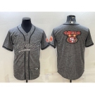 Men's San Francisco 49ers Grey Team Big Logo With Patch Cool Base Stitched Baseball Jersey