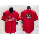 Men's San Francisco 49ers Red Team Big Logo With Patch Cool Base Stitched Baseball Jersey