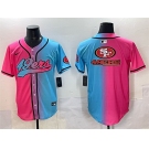 Men's San Francisco 49ers Team Big Logo Pink Blue Limited Stitched Baseball Jersey