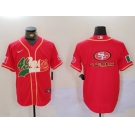 Men's San Francisco 49ers Team Big Logo Red With Patch Cool Base Stitched Baseball Jersey