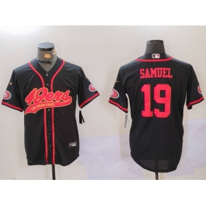 Men's San Francisco 49ers#19 Deebo Samuel Black With Patch Cool Base Stitched Baseball Jersey