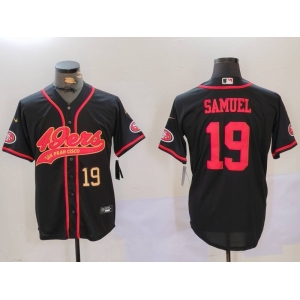 Men's San Francisco 49ers#19 Deebo Samuel Black With Patch Cool Base Stitched Baseball Jerseys