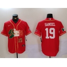 Men's San Francisco 49ers#19 Deebo Samuel Red With Patch Cool Base Stitched Baseball Jersey