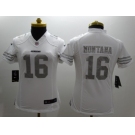 Nike Women San Francisco 49ers #16 Joe Montana Platinum White Jerseys
