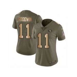 Women Nike San Francisco 49ers #11 Marquise Goodwin Limited Olive Gold 2017 Salute to Service NFL Jersey