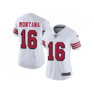 Women Nike San Francisco 49ers #16 Joe Montana White Rush Stitched NFL Vapor Untouchable Limited Jersey