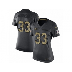 Women Nike San Francisco 49ers #33 Rashard Robinson Limited Black 2016 Salute to Service NFL Jersey